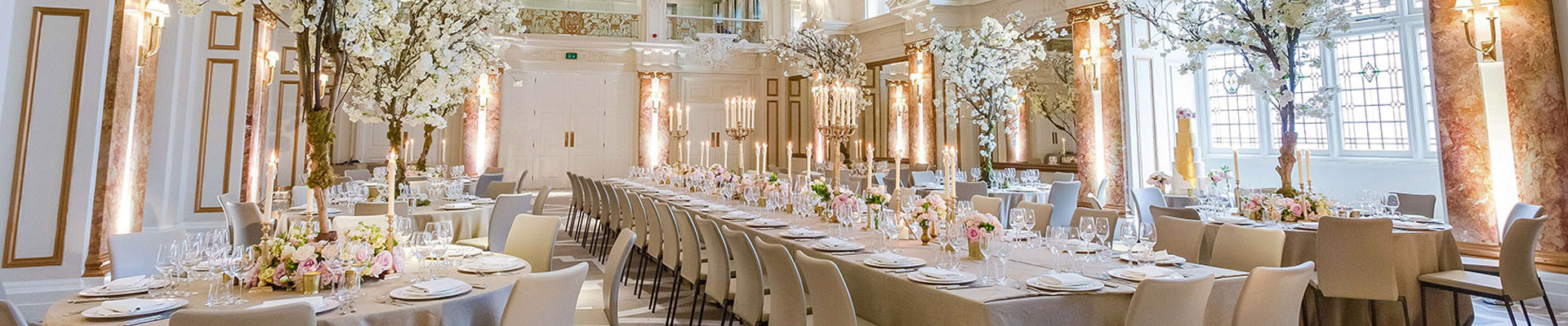 Wedding room set up for a meal